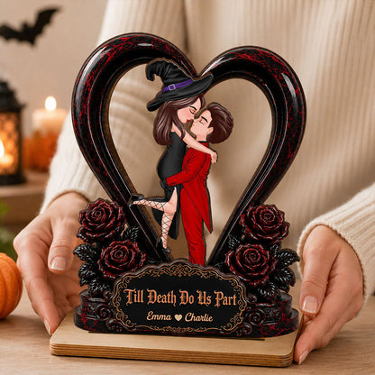 Personalized Halloween Couple Plaque for Wife with personalized design details for meaningful gifting image 6