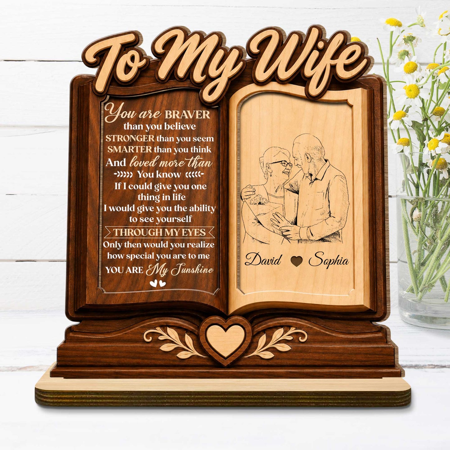 Custom Wife Wood Plaque personalization view for Wife