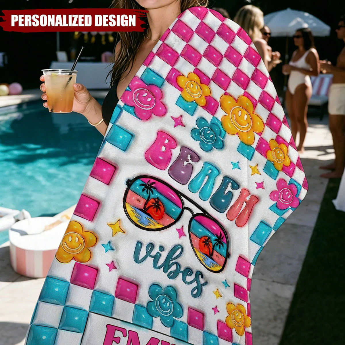 Personalized Beach Towel personalization view for Mom