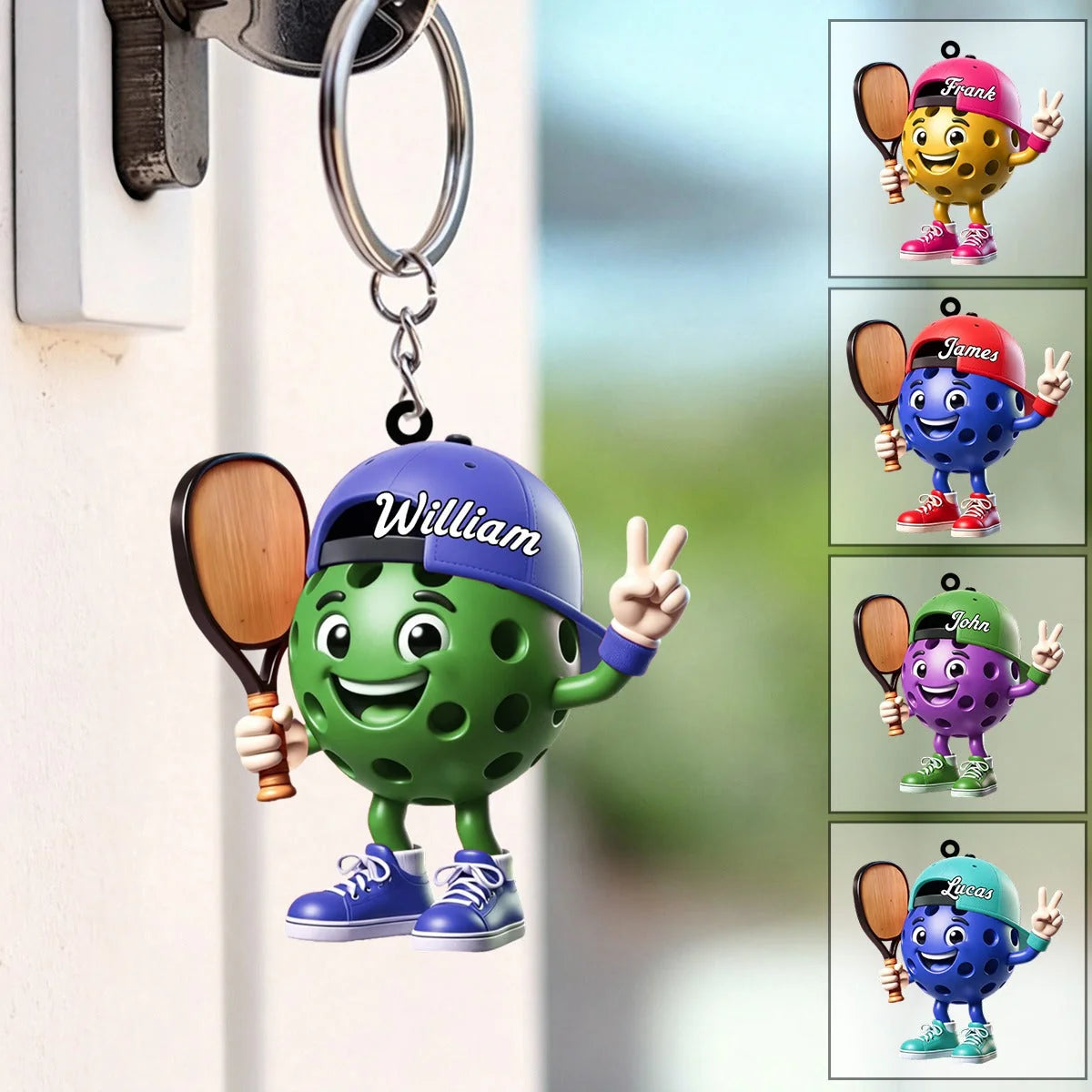 Victory Mascot Personalized Pickleball Acrylic Keychain - Custom Bag Charm for Pickleball Lovers