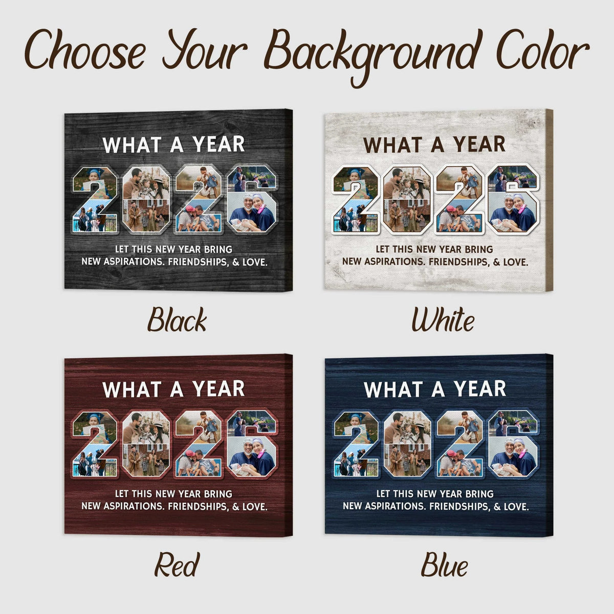 What A Year Personalized 2026 Photo Collage Canvas / Poster - Custom Keepsake Wall Art Christmas Gift for Family,