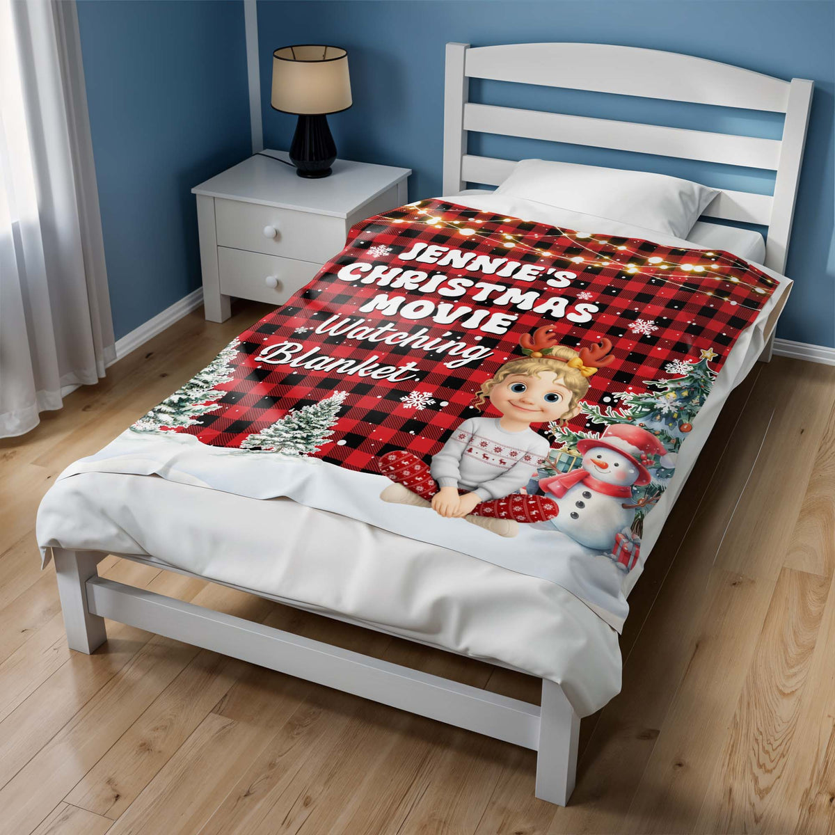 Christmas Movie Watching Blanket With Festive Characters