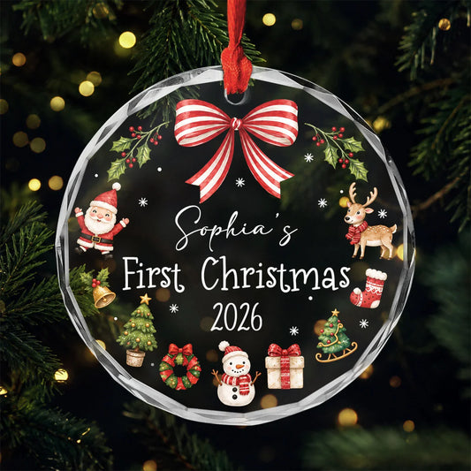 "Baby's First Christmas" Personalized Glass Ornament - Custom Holiday Keepsake for Son & Daughter