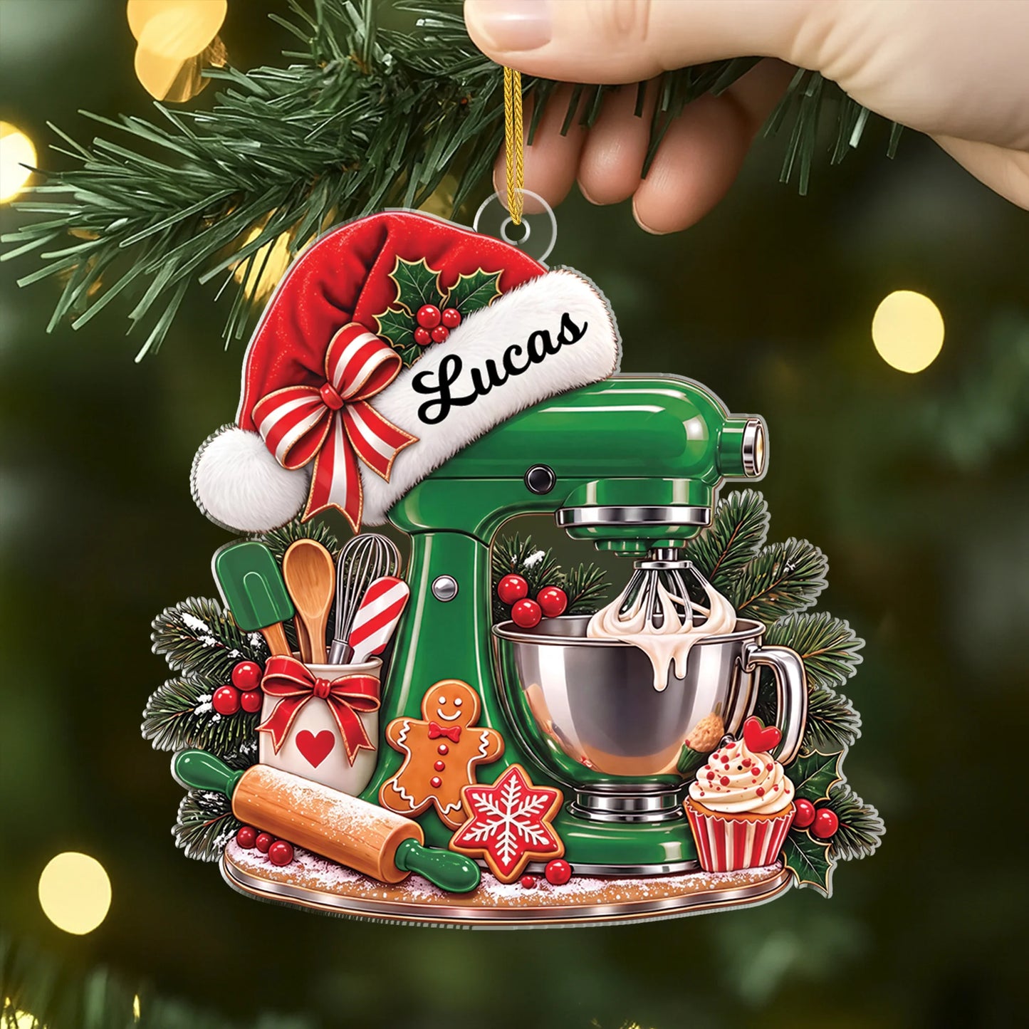 Christmas Mixer Personalized Acrylic Ornament - Custom Holiday Keepsake for Baking Lovers
