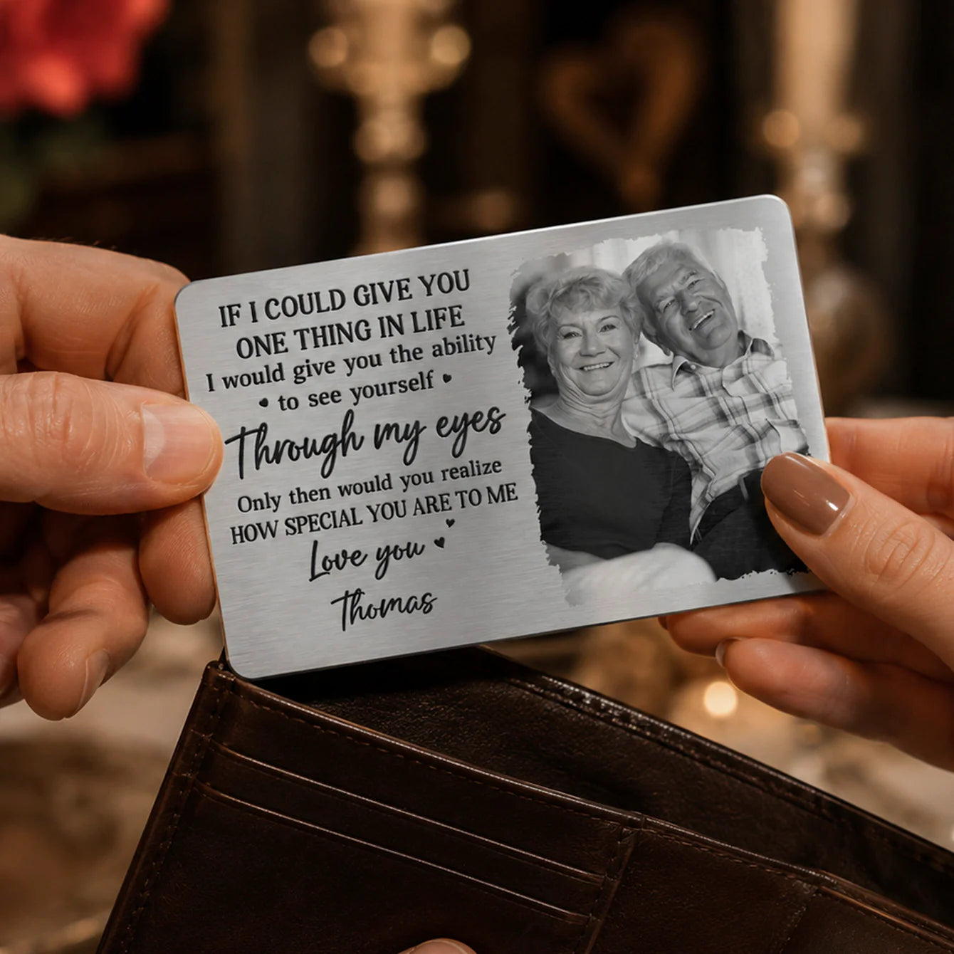 Personalized Wallet Card personalization view for Husband