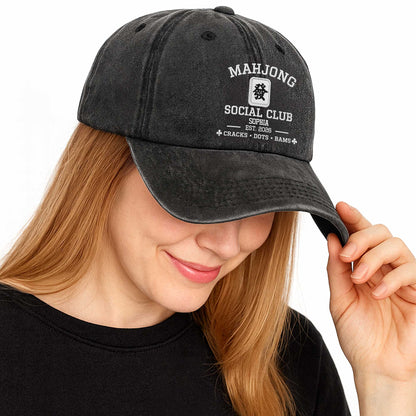 Custom Mahjong Social Club Hat for Mom with personalized design details for meaningful gifting image 6