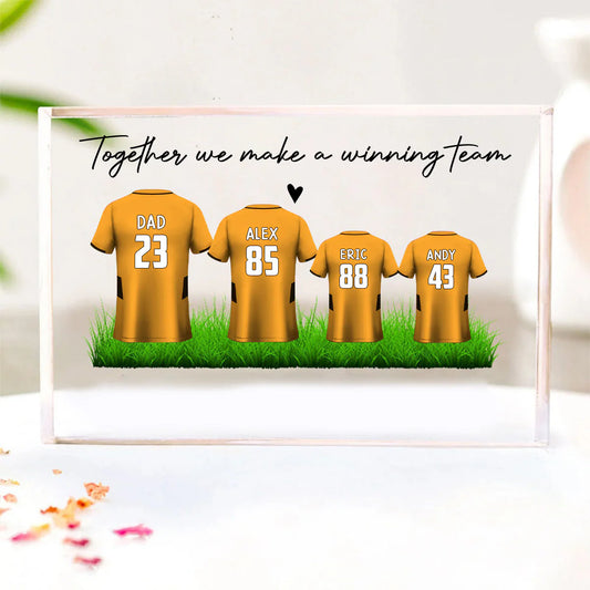 Custom Soccer Dad Acrylic Plaque for Dad with personalized design details for meaningful gifting