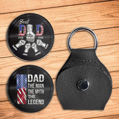 Keychain material and size view - Custom Dad Fist Bump Pocket Hug