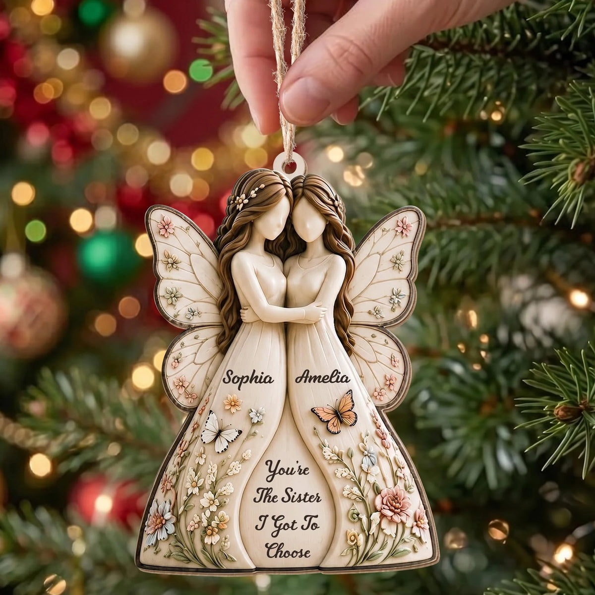 You're The Sister I Got To Choose - Personalized Wood Ornament for Bestie Sister Christmas Gift