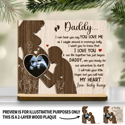 Custom Baby Bump Ultrasound Wood Plaque for Dad with personalized design details for meaningful gifting image 7