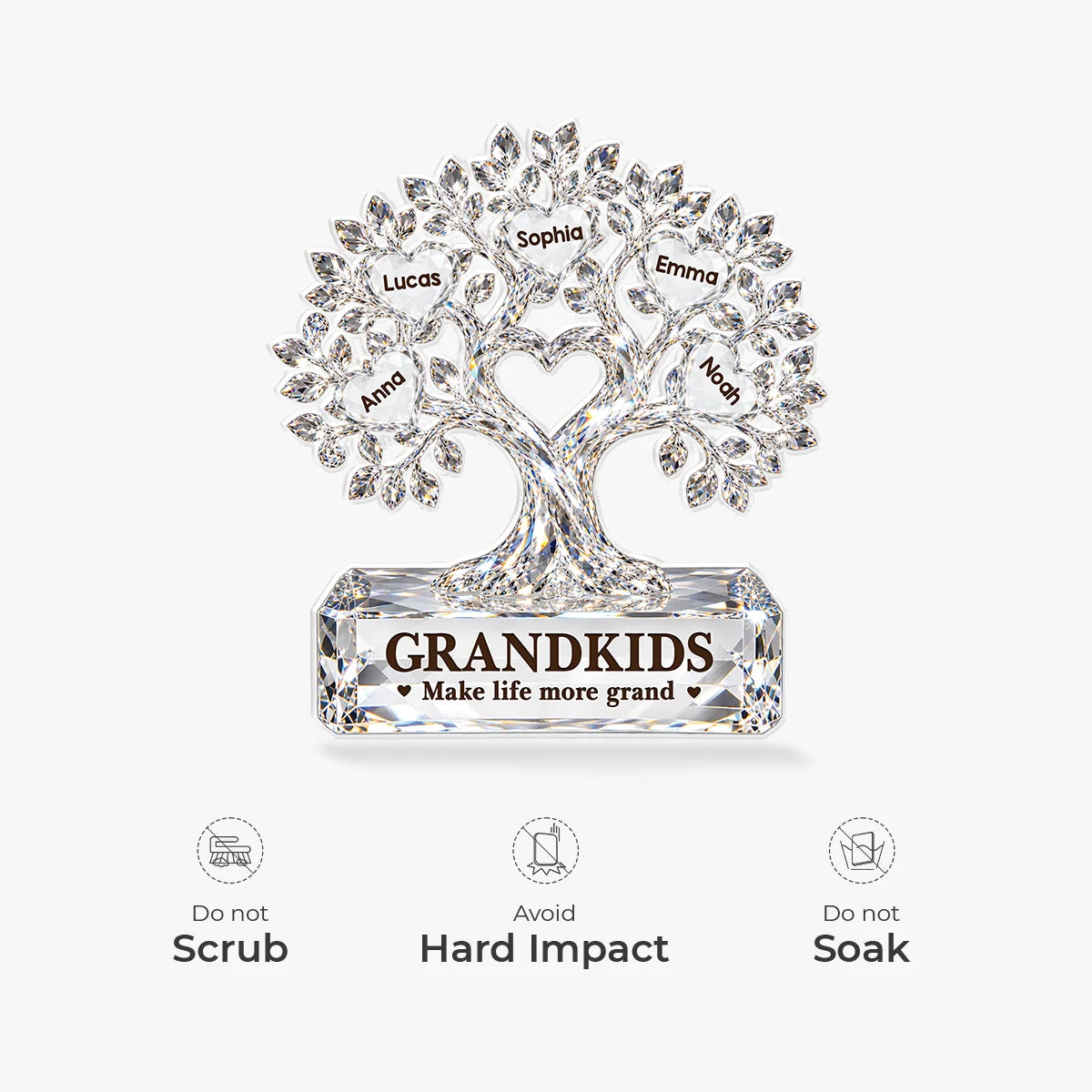 Grandkids Make Life More Grand - Personalized Family Tree Acrylic Plaque Keepsake for Grandma