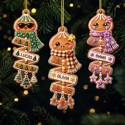 Personalized Gingerbread Dumpling Acrylic Ornament with Kid's Name - Christmas Keepsake Gift for Him/Her