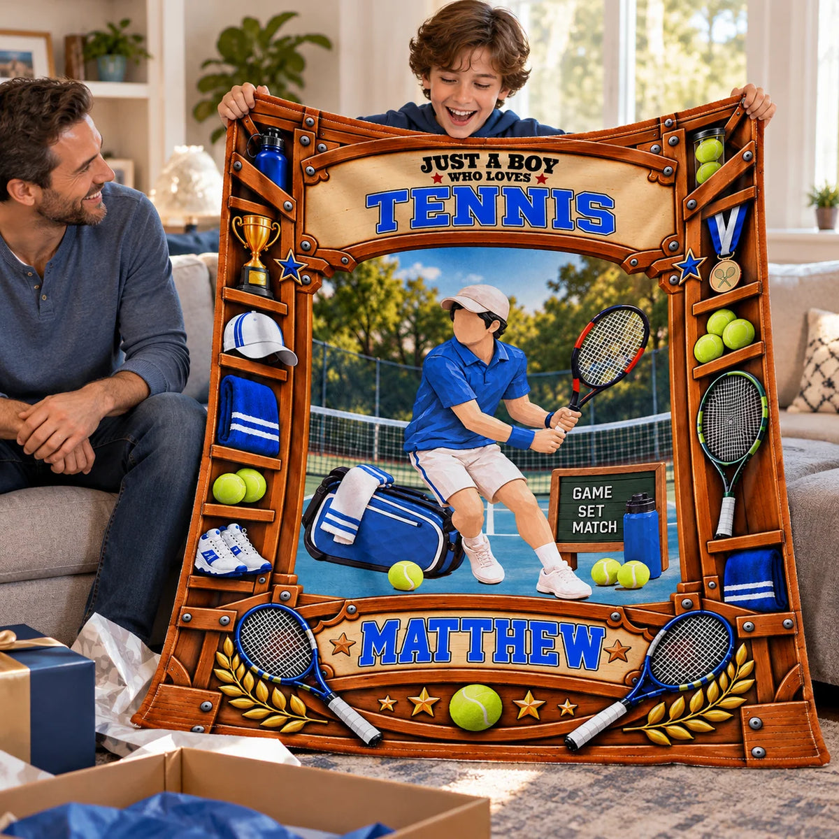 Custom Just A Boy Who Loves Tennis Blanket, Gift For Tennis Lovers L0411 Tm01 KL07