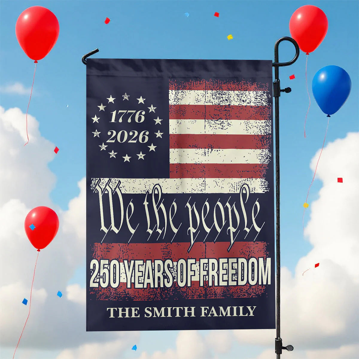 America 250Th Anniversary Garden Flag personalization view for Family