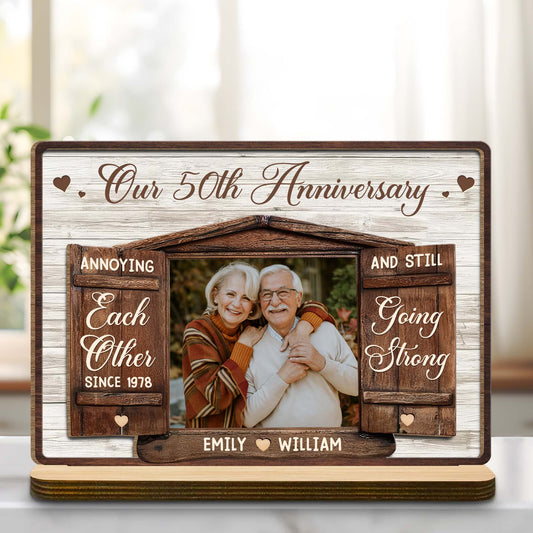 Personalized Anniversary Wood Photo Plaque for Couples with personalized design details for meaningful gifting