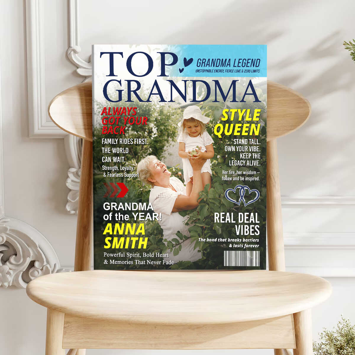 Personalized grandma magazine cover poster canvas print titled Top Grandma - unique custom gift from grandkids image 6