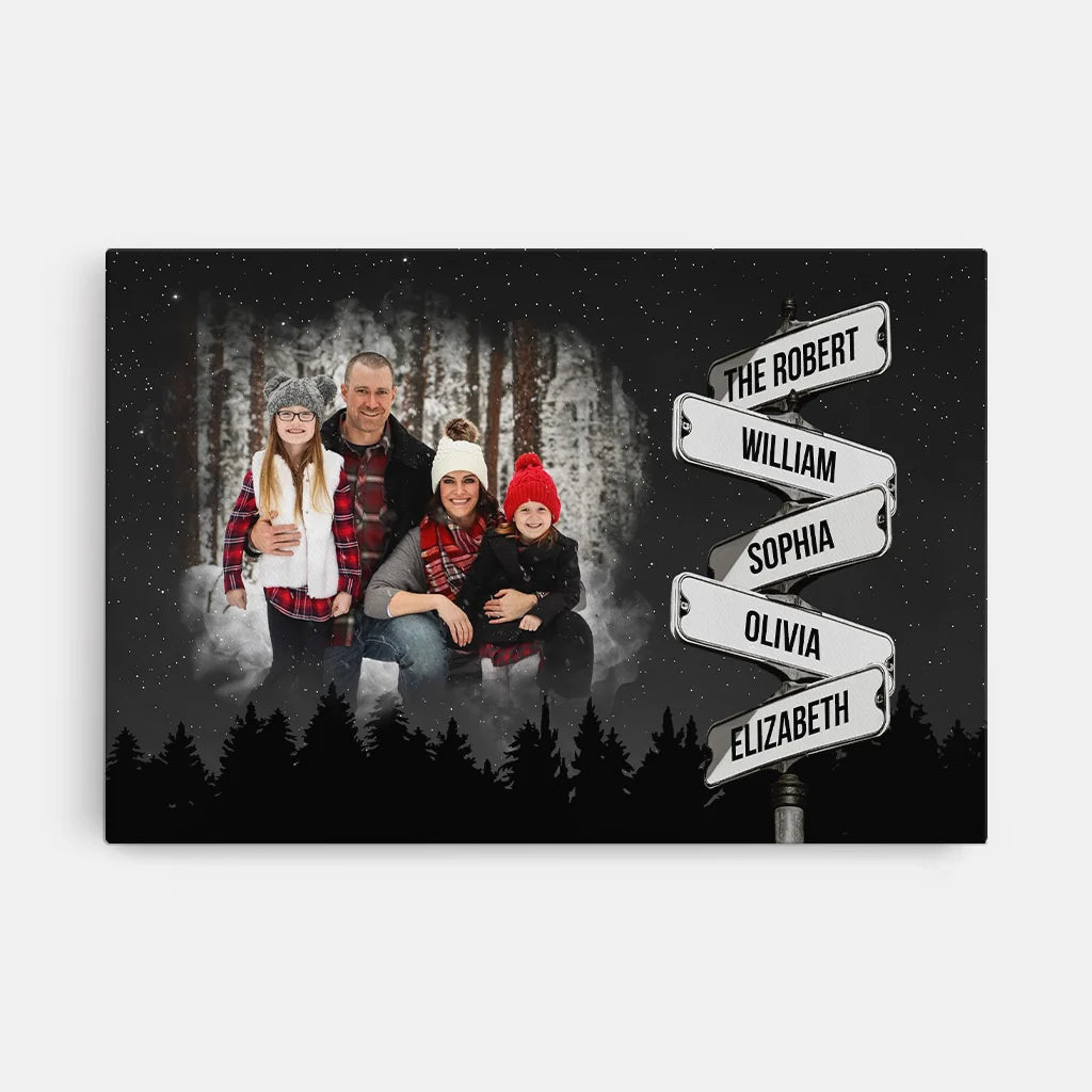 Personalized Family Street Sign Canvas / Poster with Photo - Custom Multi-Name Wall Art Keepsake Gift