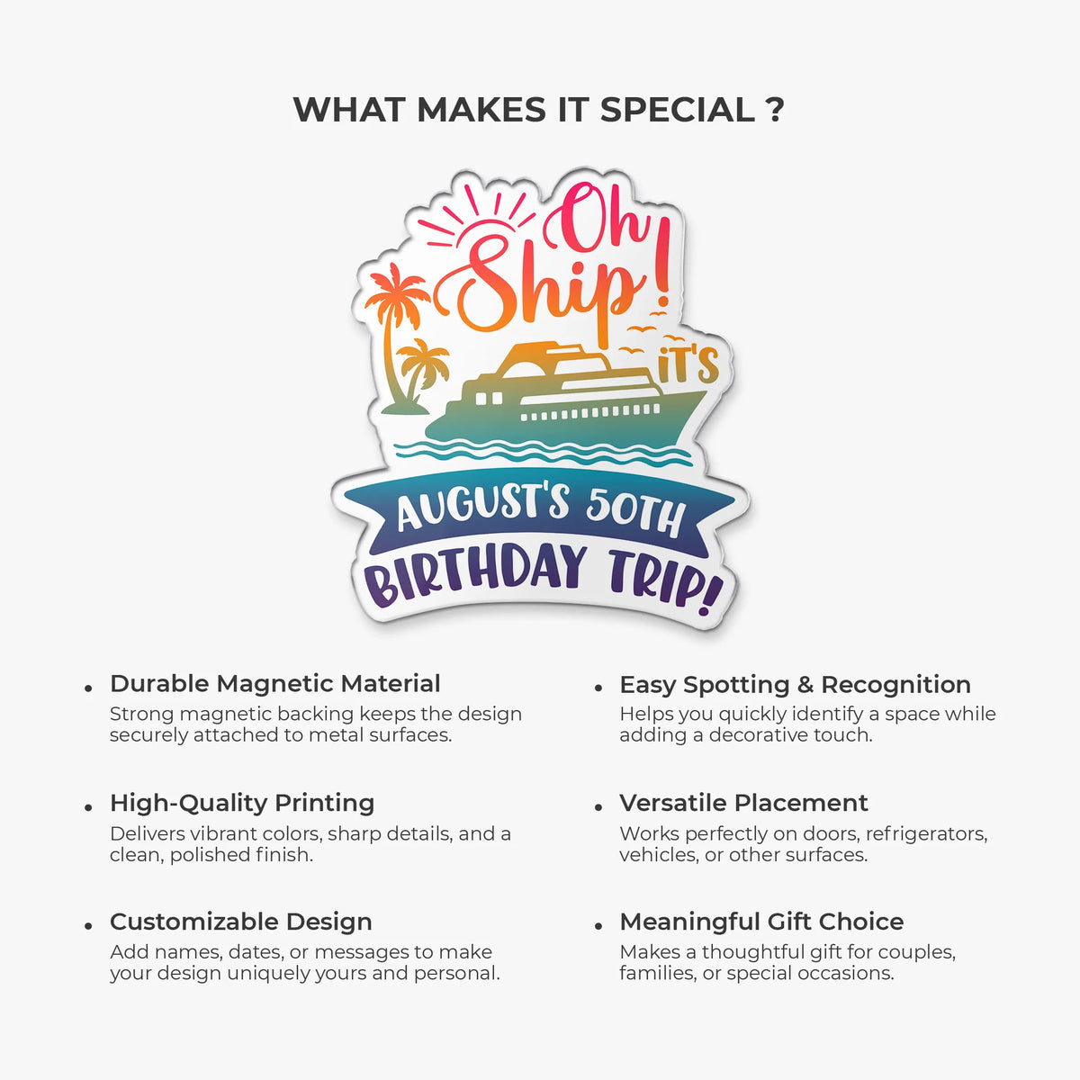 "Oh Ship It's" A Birthday Trip Personalized Acrylic Magnet - Cruise Door Keepsake