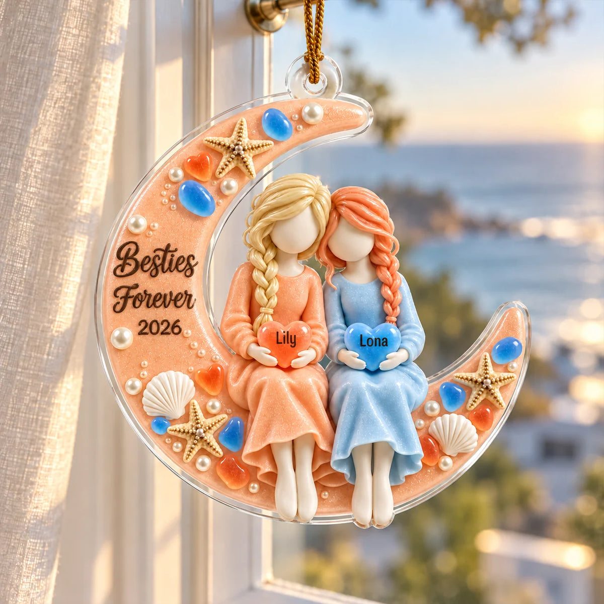 Besties Forever Personalized Best Friend Ornament - Custom Name Acrylic Keepsake for Christmas