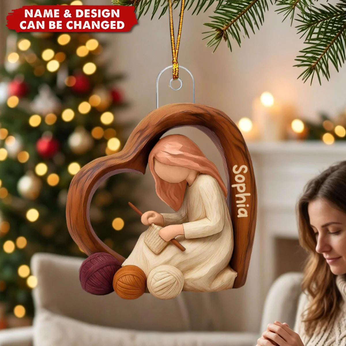 Just A Girl Who Loves Knitting Acrylic Ornament - Personalized Knitting Lovers Gift Keepsake