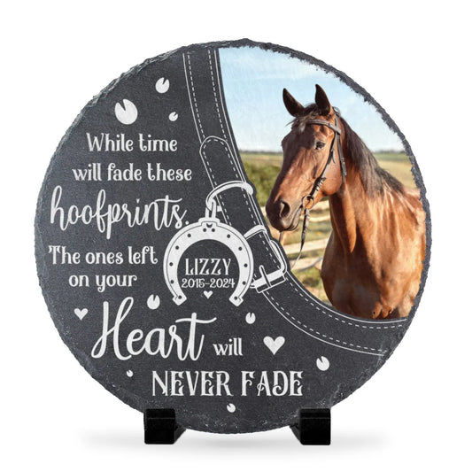 Personalized Horse Photo Memorial Stone - Custom Equestrian Loss Tribute Gift