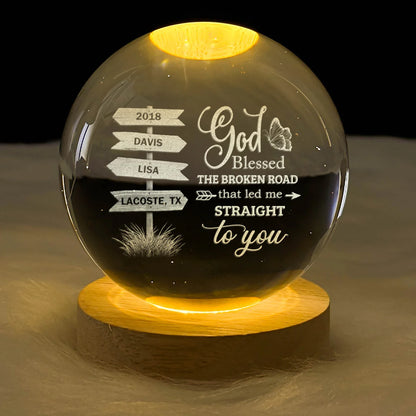 Custom God Blessed The Broken Road Crystal Night Light for Wife image 6