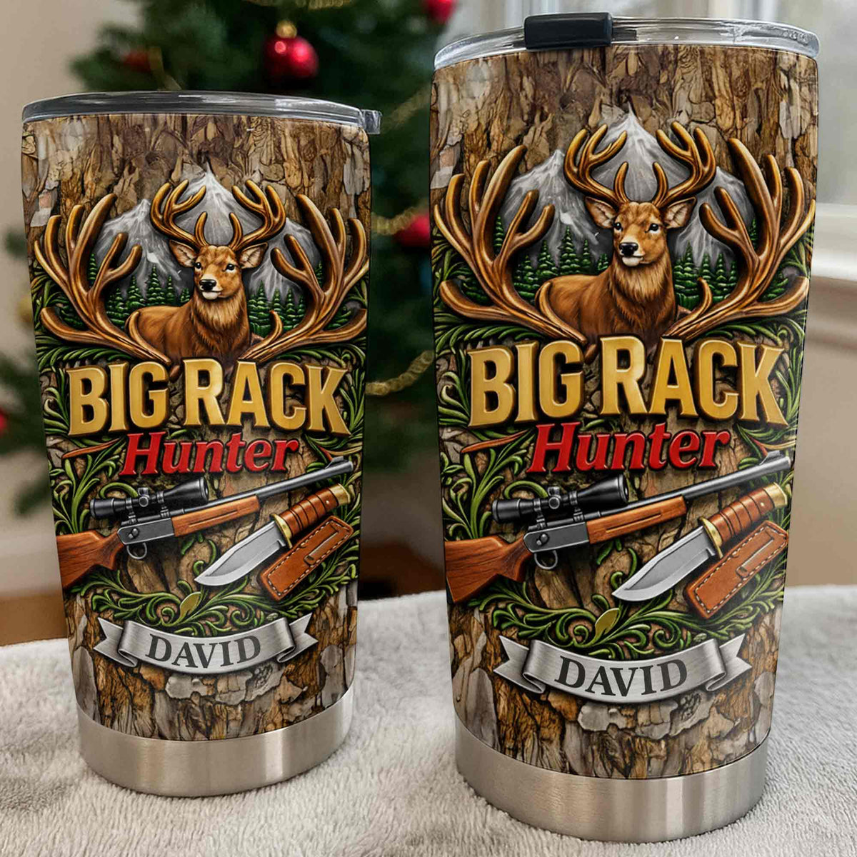 Big Rack Hunter Personalized Deer Hunting Tumbler - Custom Hunting Gift