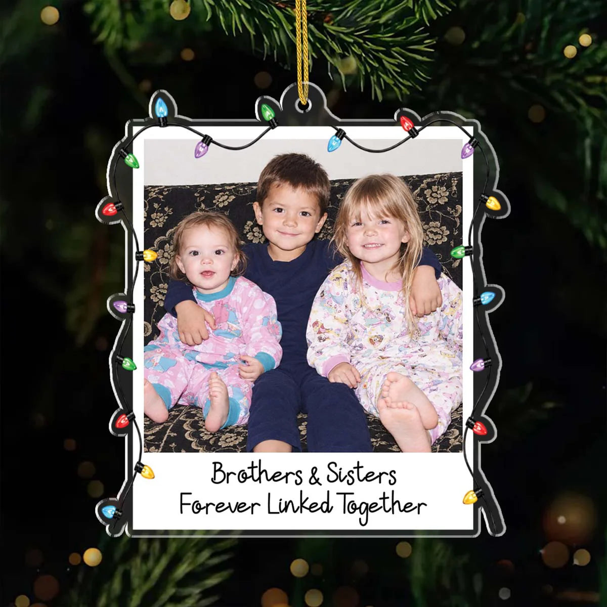 Love Between Siblings Knows No Distance - Personalized Photo Acrylic Ornament for Sister Brother Christmas Keepsake Gift