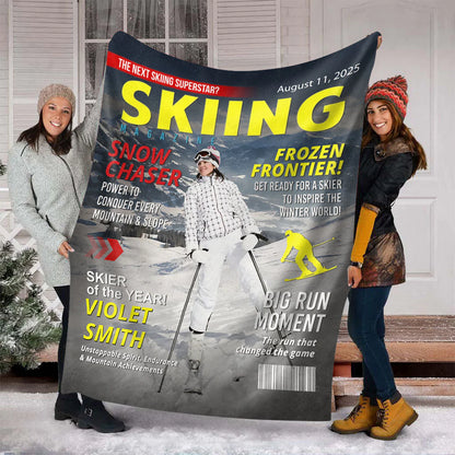 Blanket material and size view - Personalized Skiing Blanket
