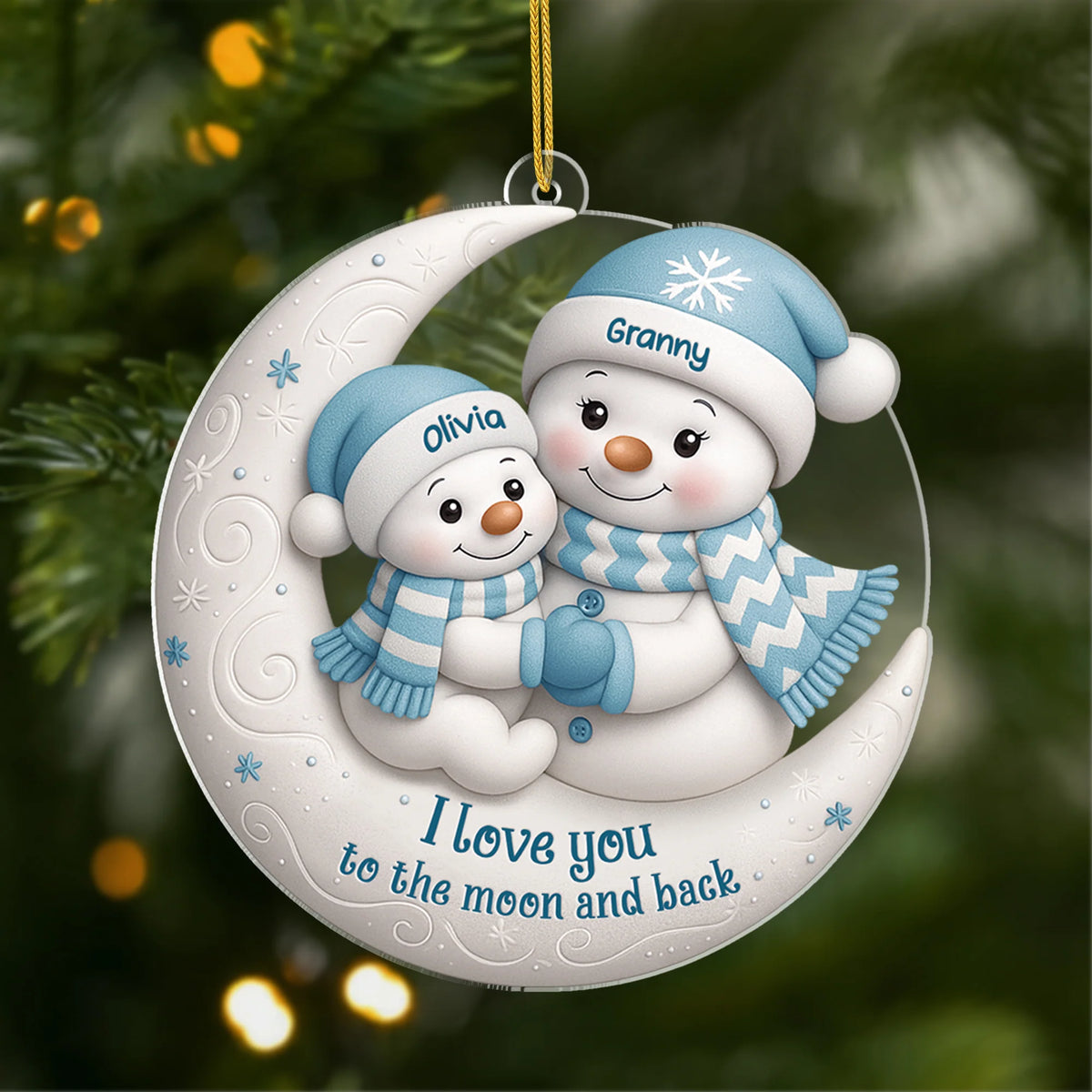 "I Love You To The Moon And Back" Personalized Acrylic Ornament - Christmas Gift for Mom or Grandma