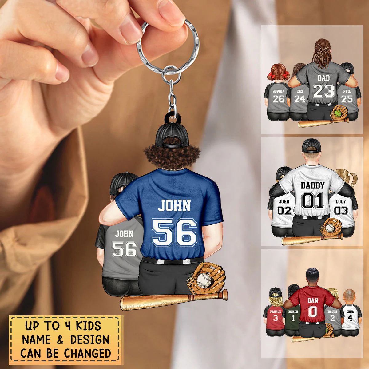 Personalized Baseball Dad Keychain personalization view for Dad