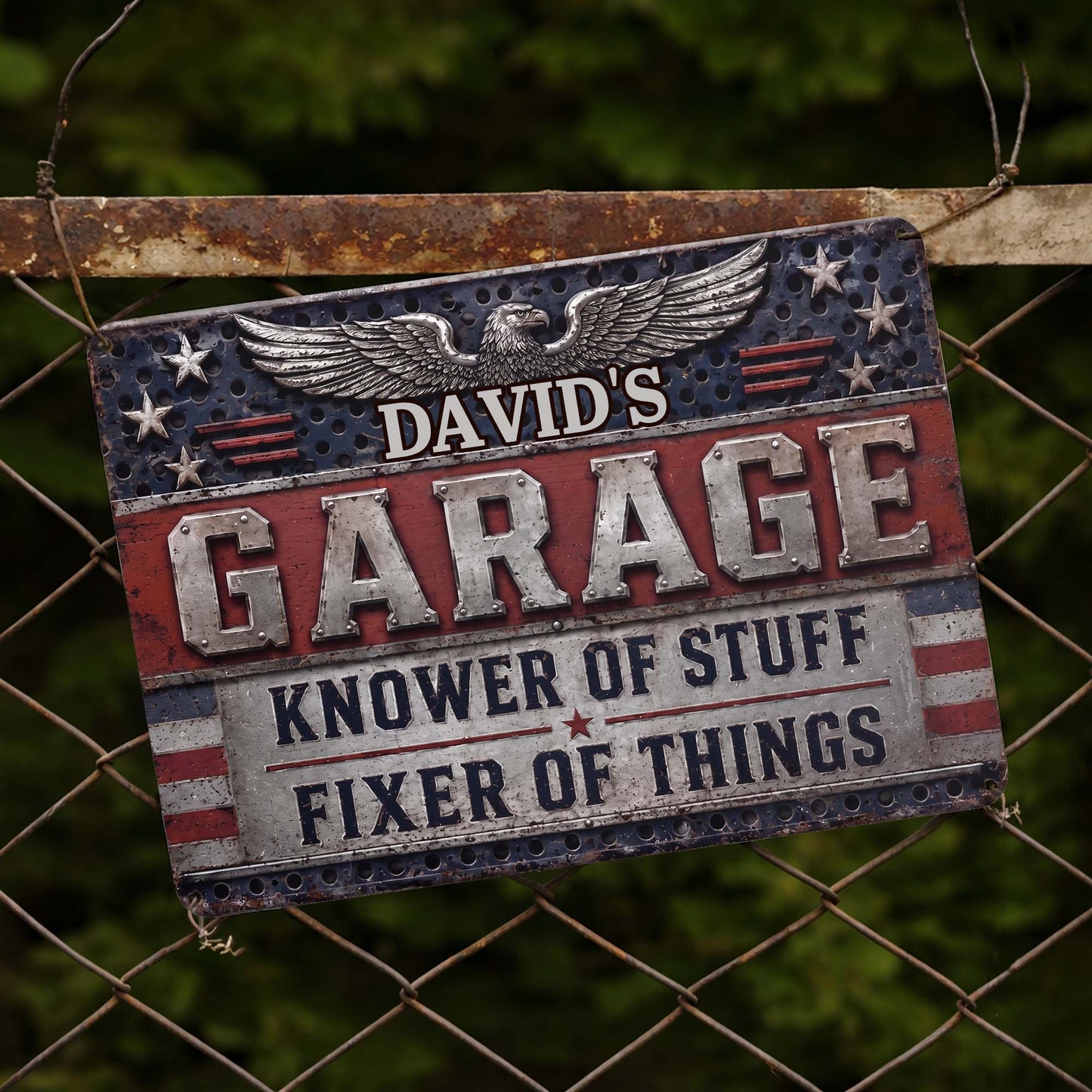 Garage Knower Of Stuff Fixer Of Things - Personalized Metal Sign for Workshop Decor