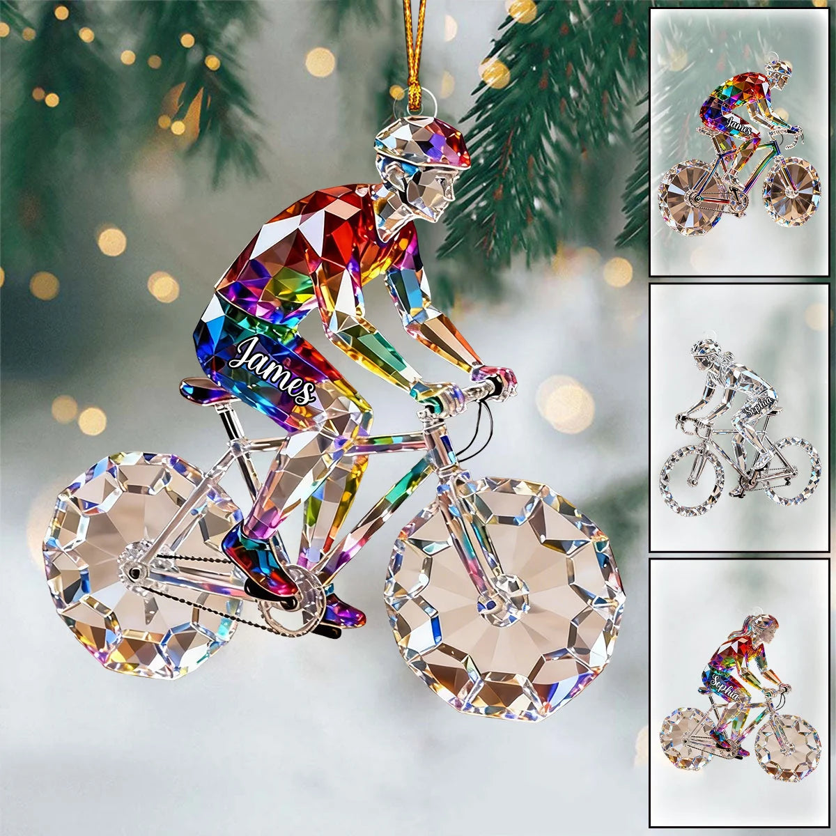 Personalized Bicycle Christmas Ornament - Custom Acrylic Keepsake Gift for Cycling Enthusiasts and Cyclists