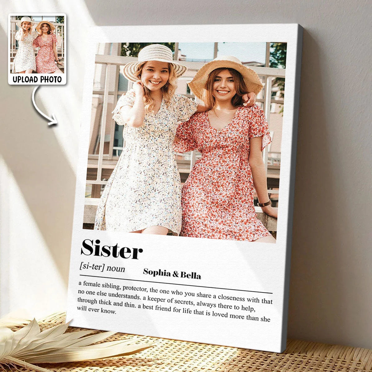 Sister Definition Personalized Canvas / Poster - Custom Photo Sister Wall Art Gift
