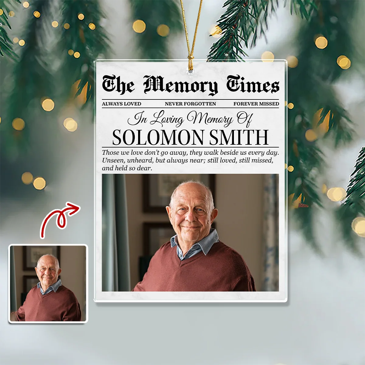In Loving Memory Personalized Memorial Acrylic Ornament - Custom Photo Keepsake for Family