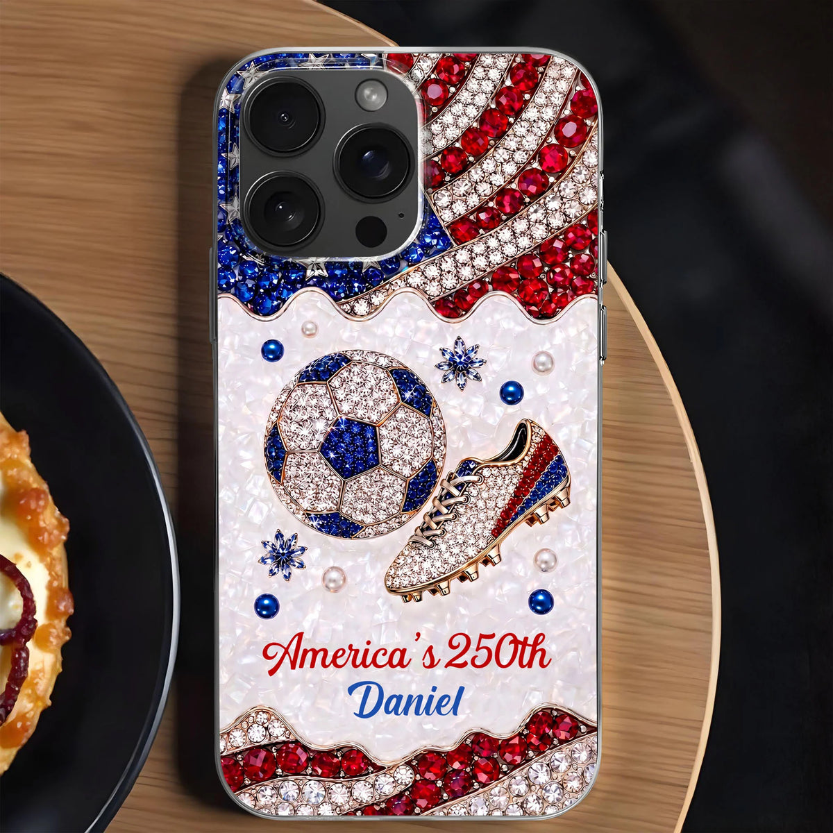 America's 250th Anniversary Personalized Clear Phone Case - Custom Gift for Soccer Lovers