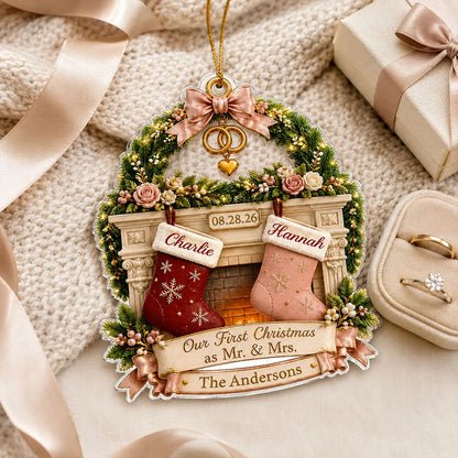 "Our First Christmas as Mr. & Mrs." - Personalized Acrylic Ornament Gift for Couples