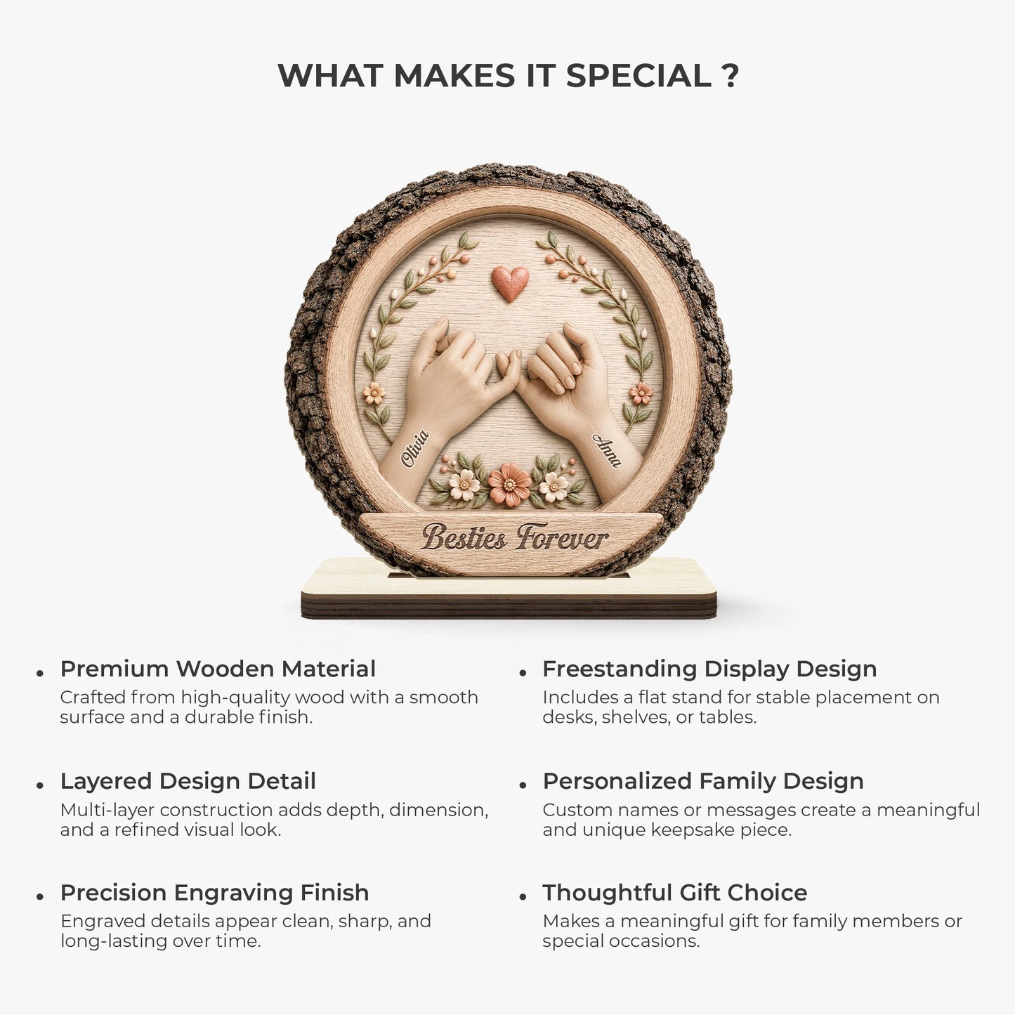 Custom Best Friends Wood Plaque for Best Friends with personalized design details for meaningful gifting image 6