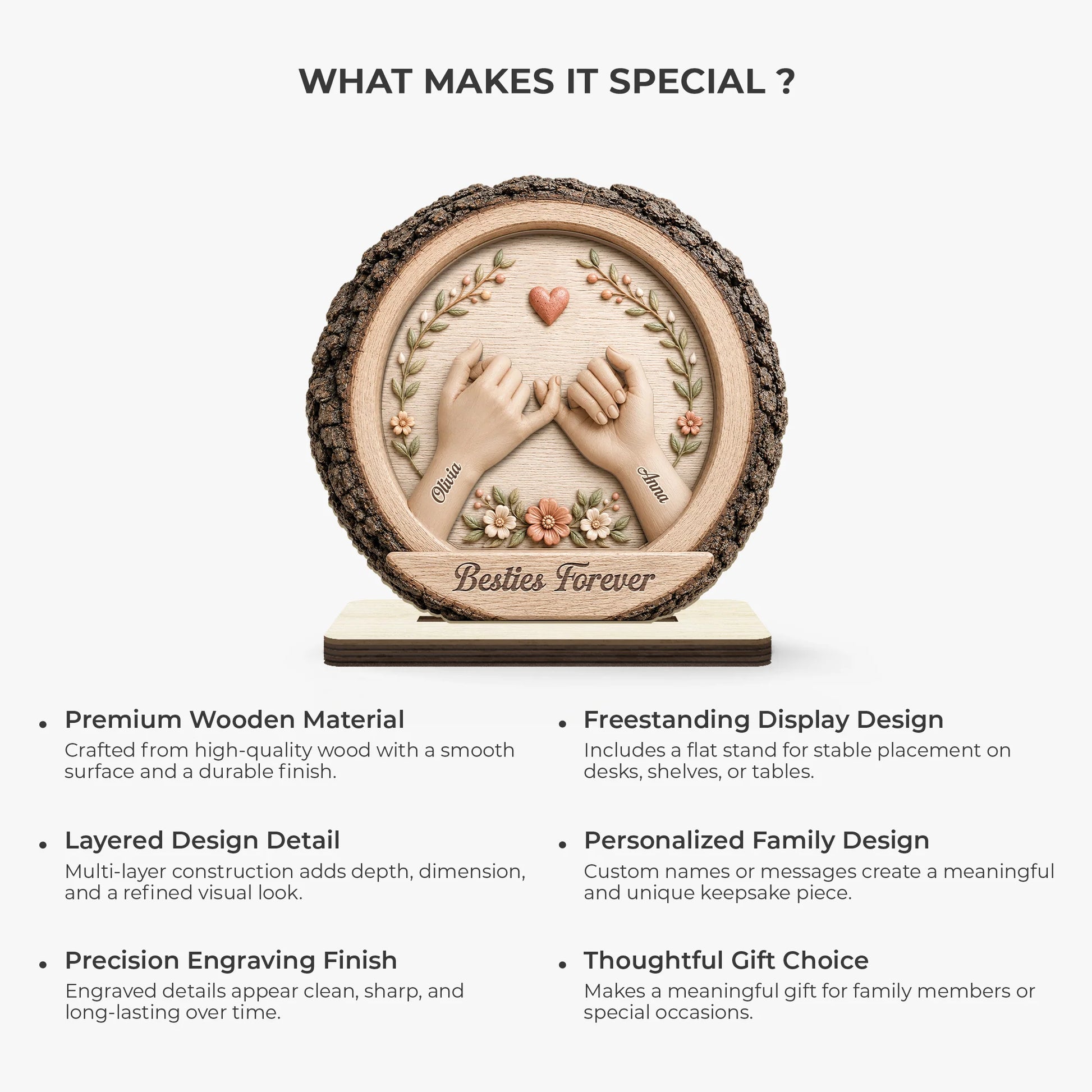 Custom Best Friends Wood Plaque for Best Friends with personalized design details for meaningful gifting image 6