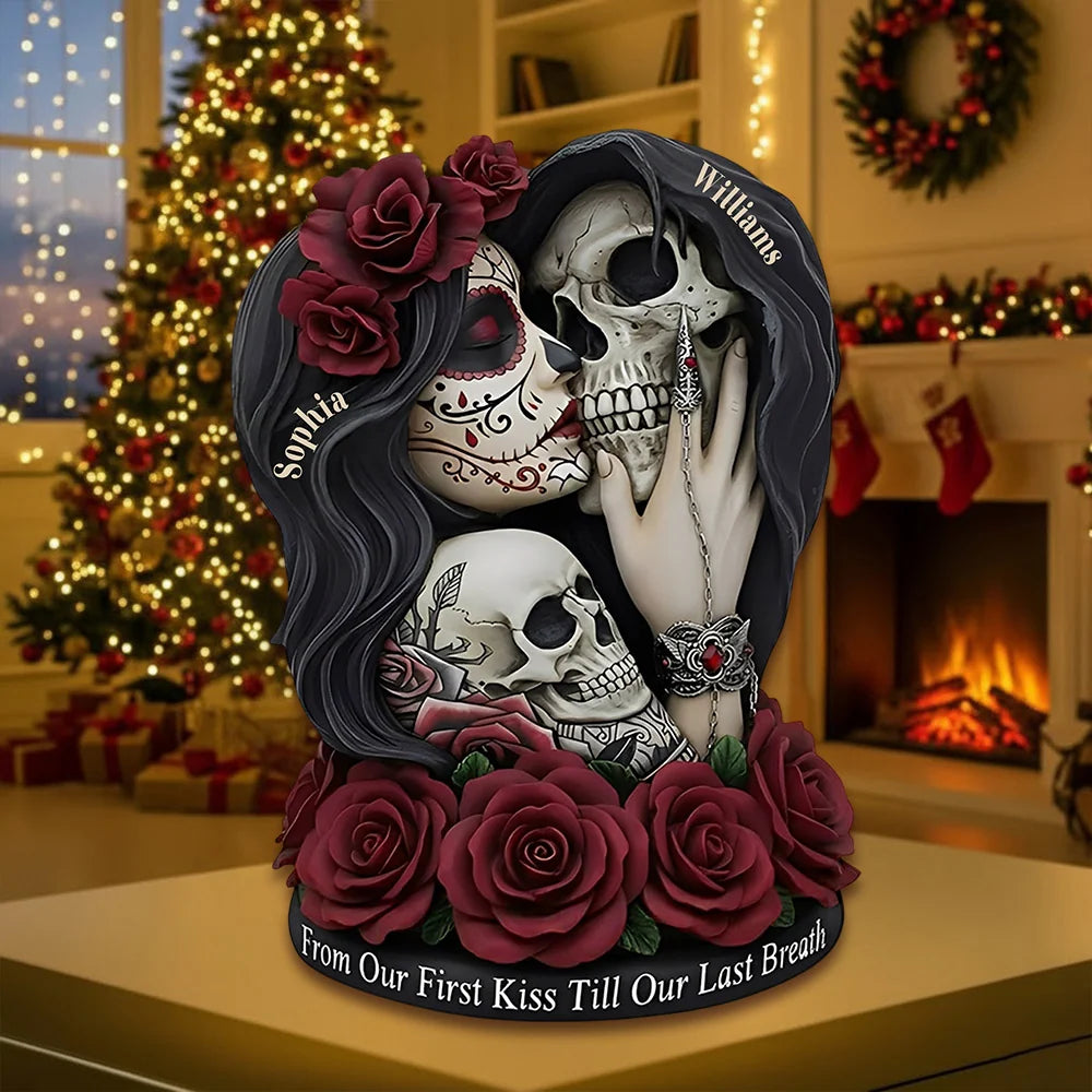 From Our First Kiss Till Our Last Breath - Personalized Skull Ornament For Couple Li29