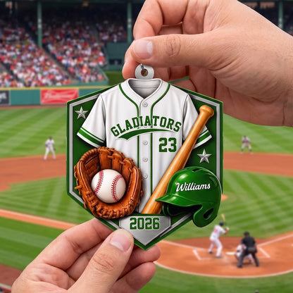 Personalized Baseball Player Wooden Ornament - Custom Jersey Number & Name Keepsake Gift for Son