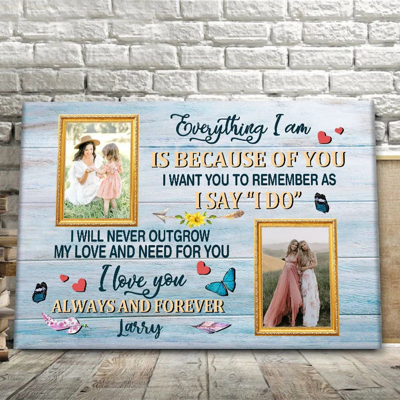 "As I Say I Do" Personalized Mother of the Bride Canvas / Poster - Custom Photo Wall Art Gift for Mom