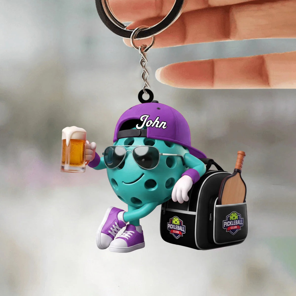 Post Game Beer Toast Personalized Pickleball Keychain - Custom Pickleball Player Gift
