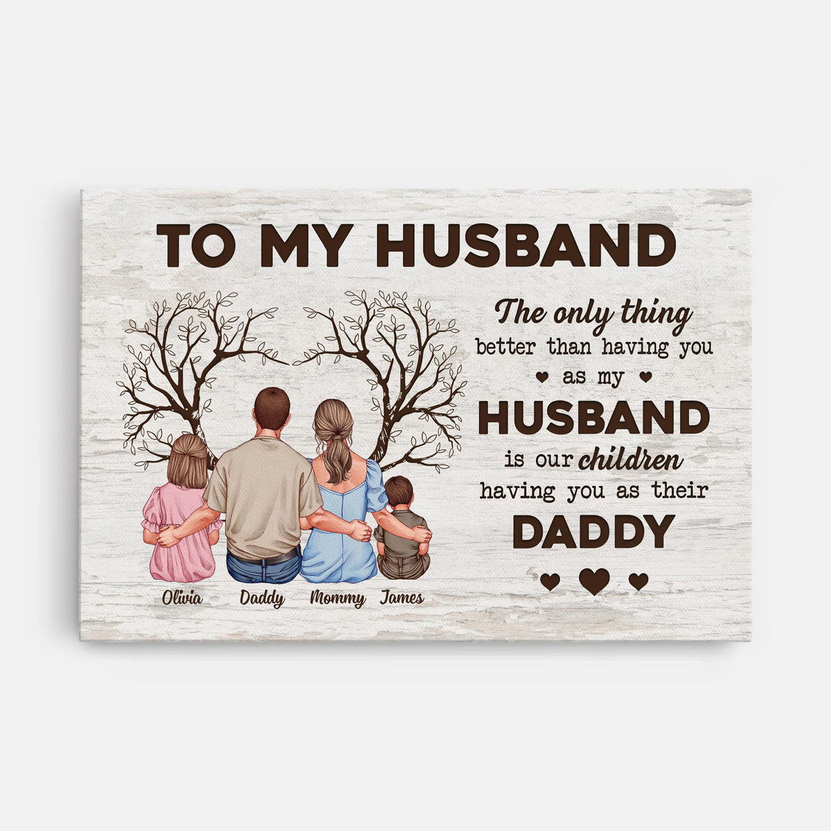 "To My Husband Having You As Daddy" Personalized Canvas / Poster - Custom Family Wall Art Gift for Dad