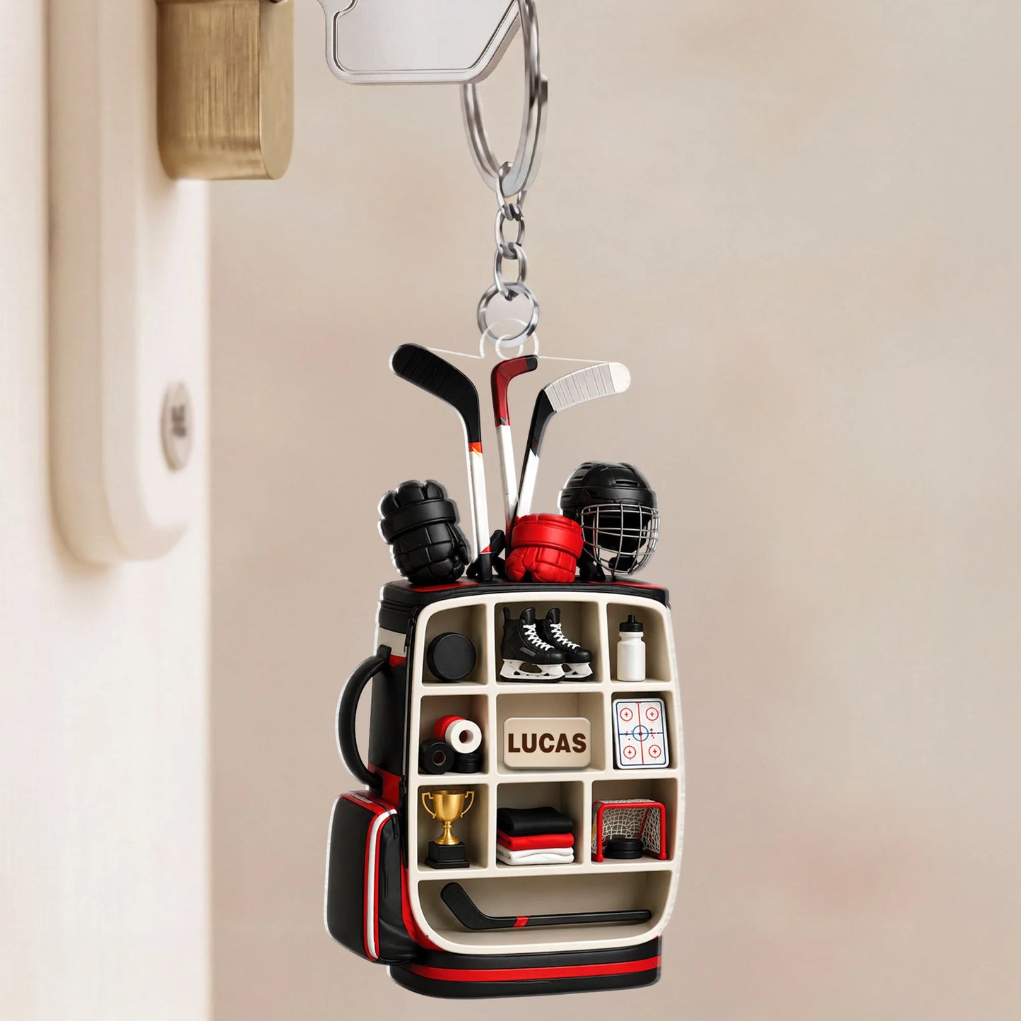 Personalized Golf & Hockey Bag Acrylic Keychain - Custom Name Sports Accessories Gift for Sports Lovers