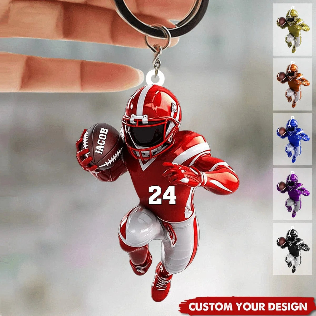 Personalized American Football Acrylic Keychain - Custom Name & Number Gift