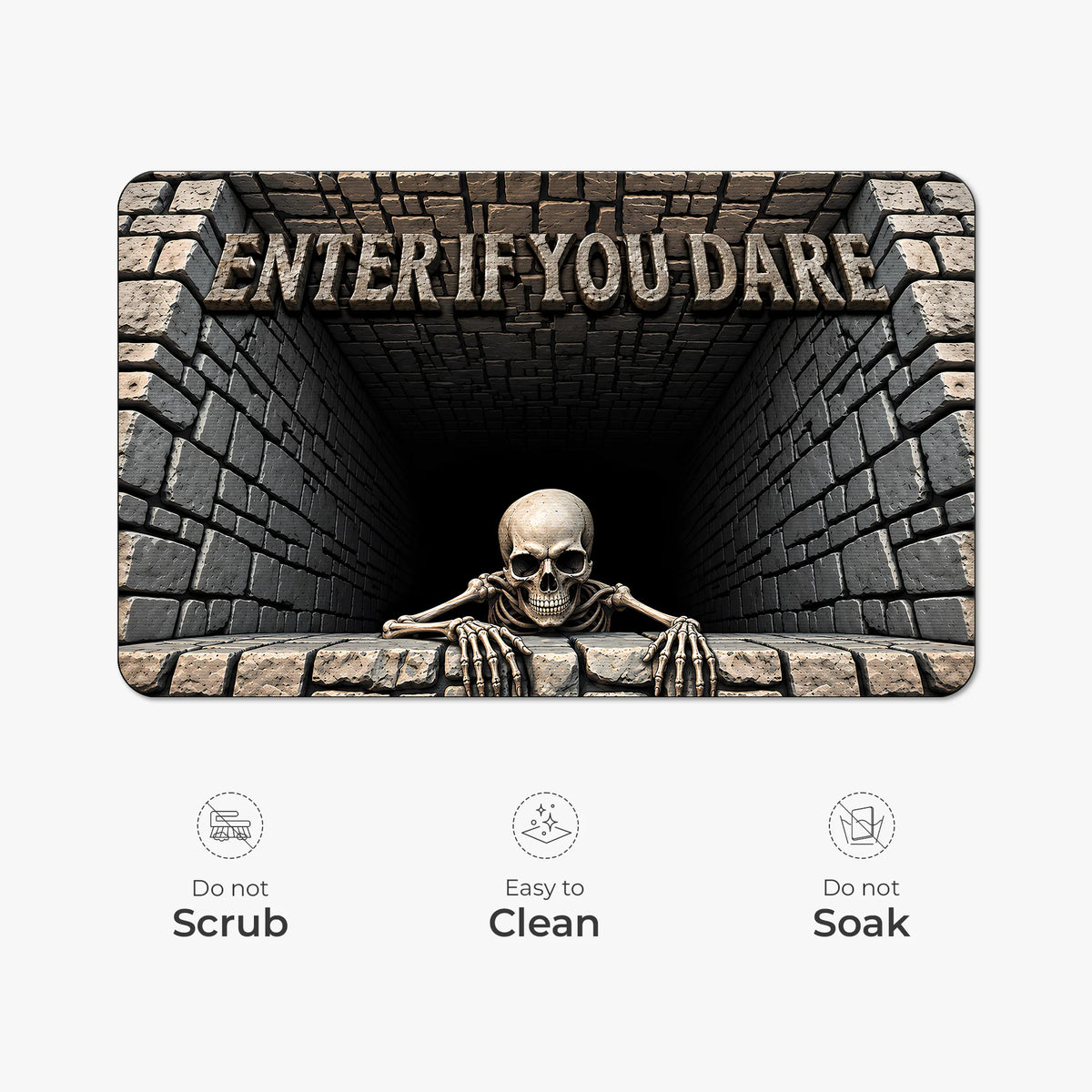 Enter If You Dare Personalized Halloween Doormat - Custom Creepy Skeleton Decor for Family