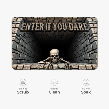Enter If You Dare Personalized Halloween Doormat - Custom Creepy Skeleton Decor for Family