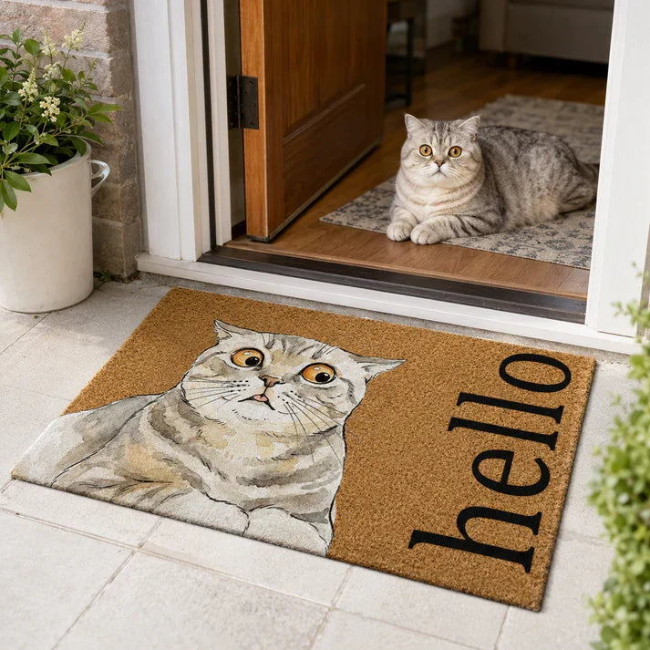 Custom Pet Photo Sketch Doormat - Personalized Dog & Cat Lover Welcome Entry Mat