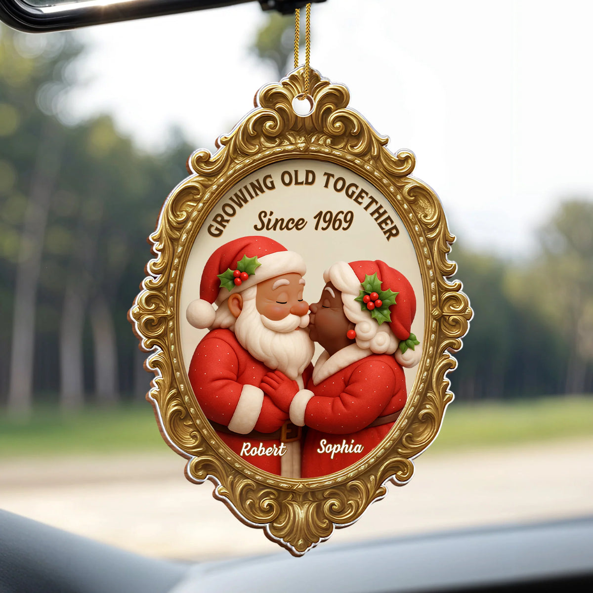 "Growing Old Together Since" Personalized Wood Ornament - Christmas Holiday Keepsake Gift for Couples